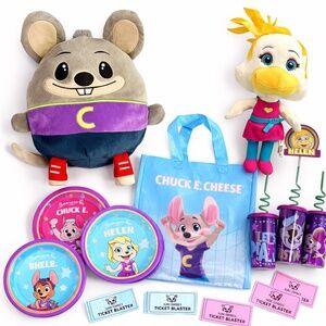 Chuck E Cheese Bundle Plush Helen Doll Party Supplies Cups Plates Lot